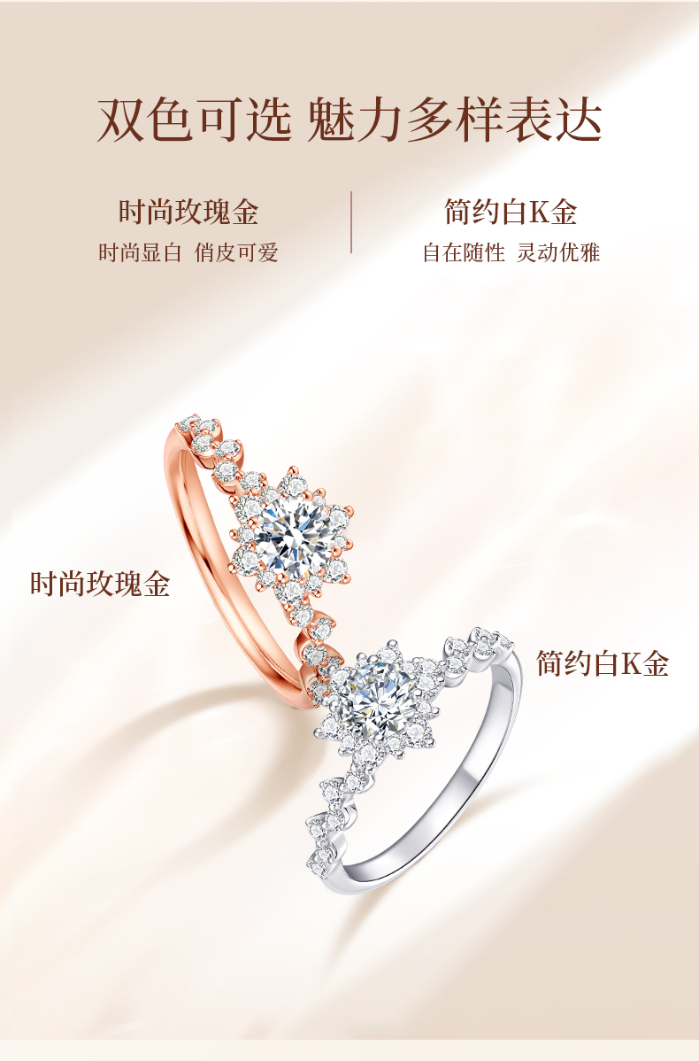 爱银河/18K金钻石戒指/1克拉G色SI1净度3EX切工GIA双证书