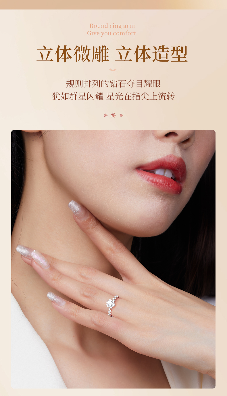爱银河/18K金钻石戒指/1克拉G色SI1净度3EX切工GIA双证书
