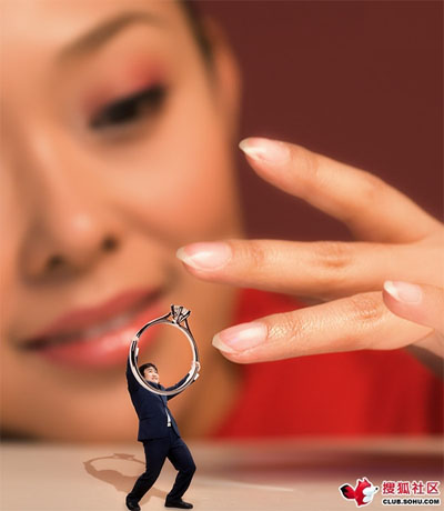 婚纱钻戒照