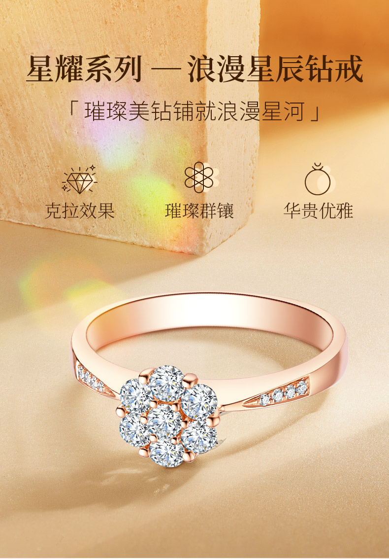 浪漫星斗/18K玫瑰金钻戒 约35分/星光系列