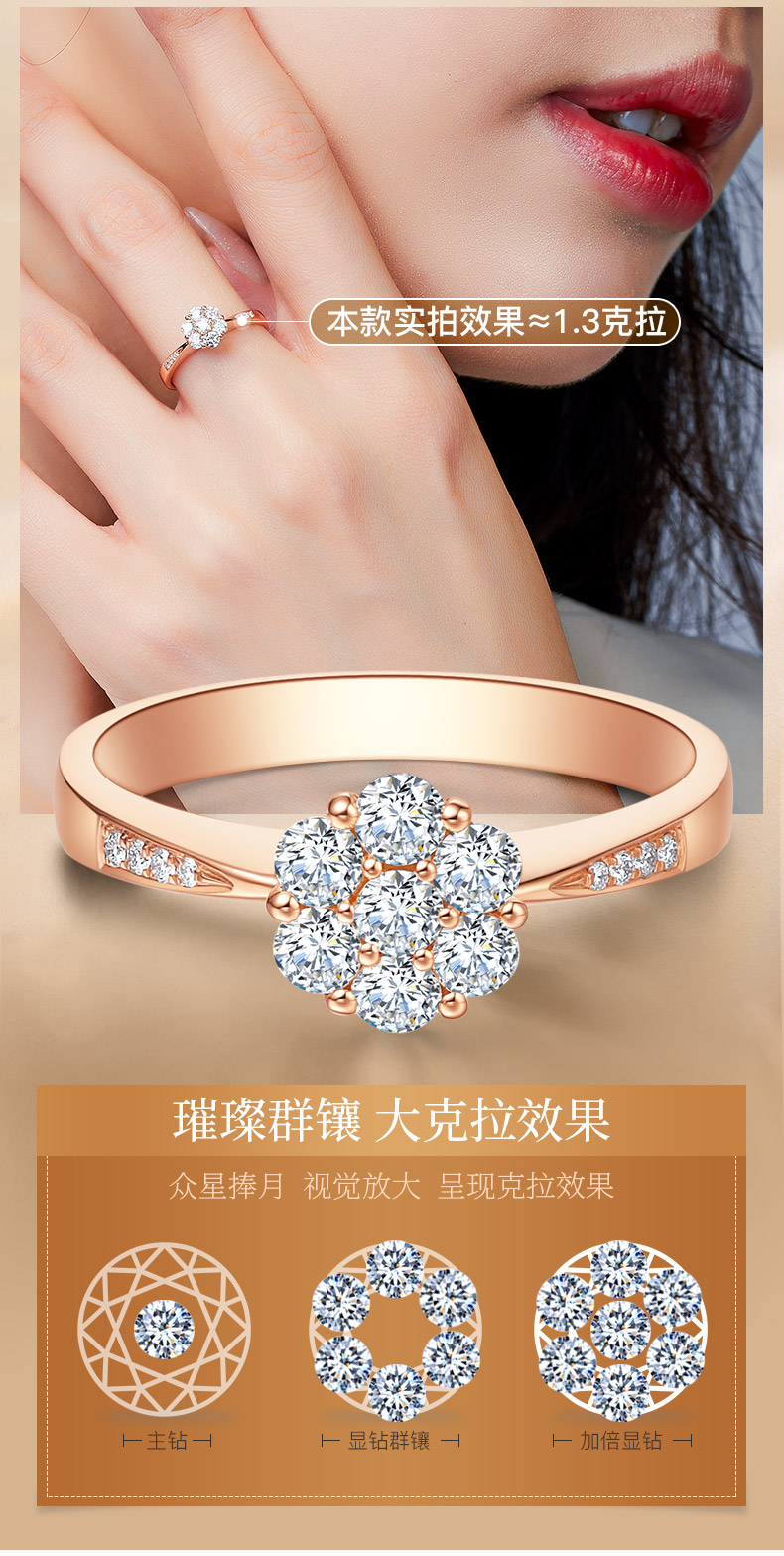 浪漫星斗/18K玫瑰金钻戒 约35分/星光系列
