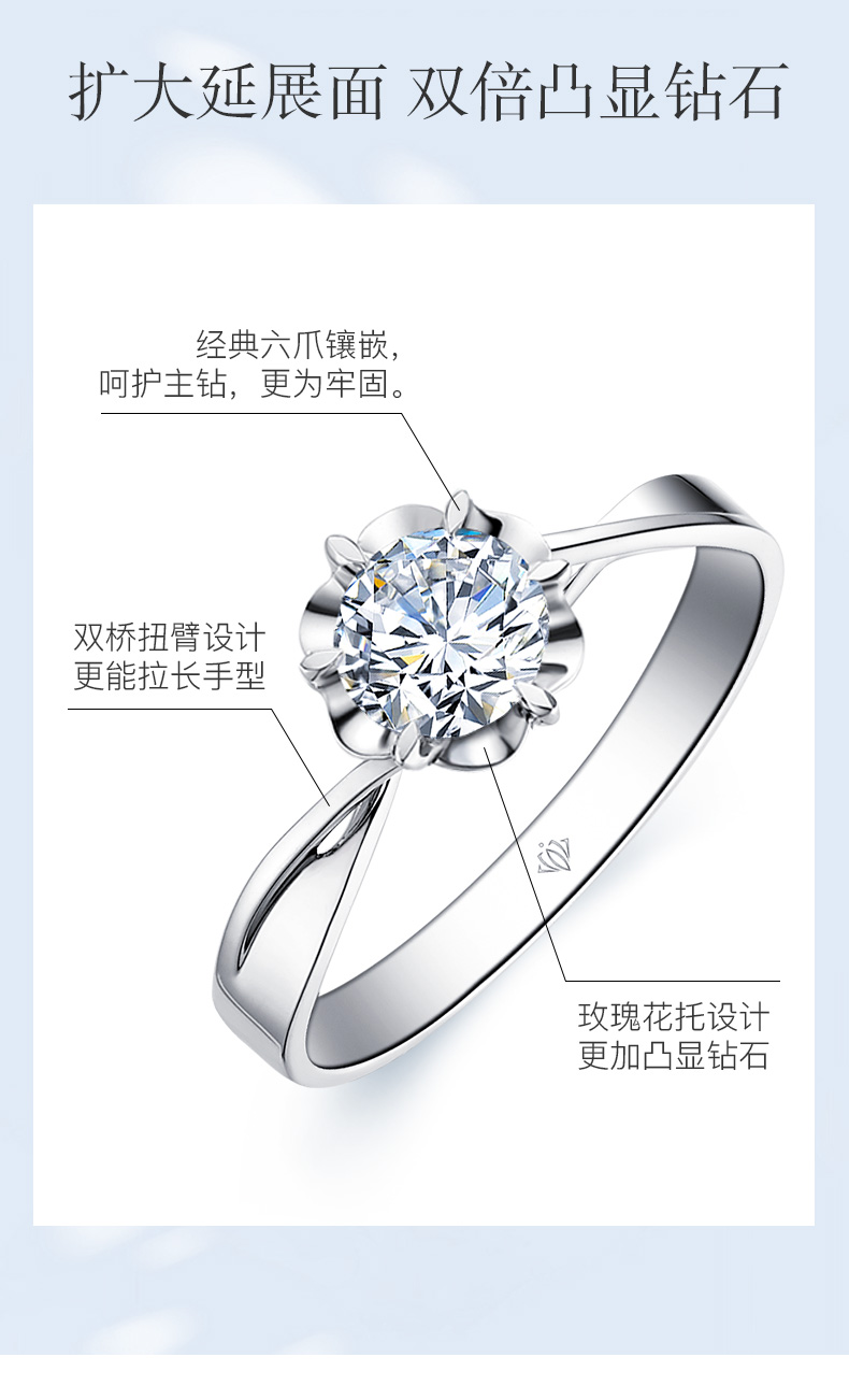 玫瑰情事/18K白金/PT950戒托