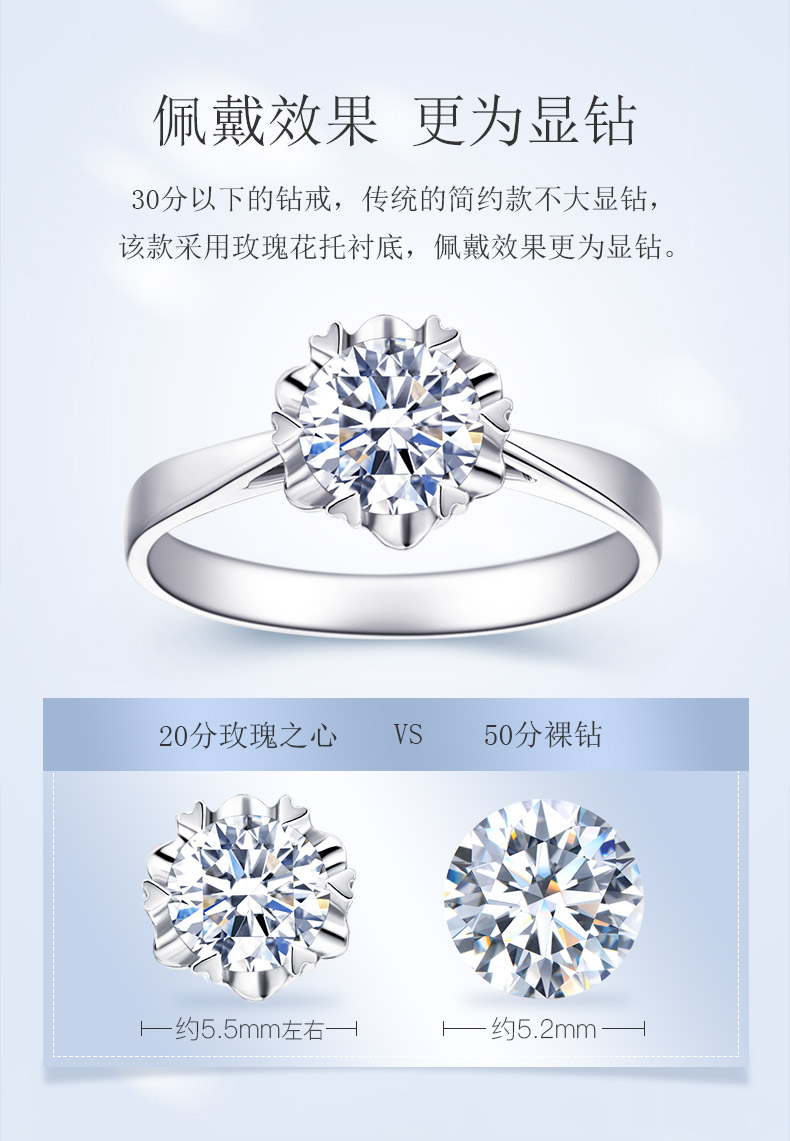 玫瑰之心/18K白金钻戒 20分SI净度/I-J色-forever love系列