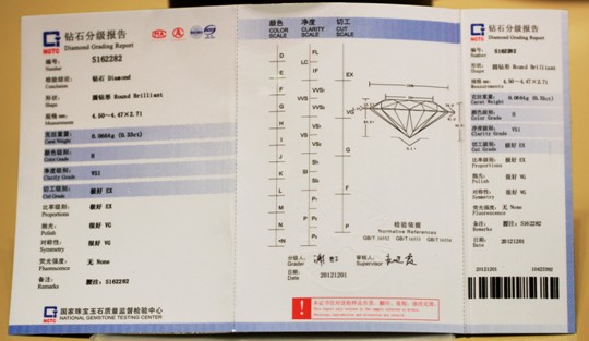 钻石国检NGTC证书