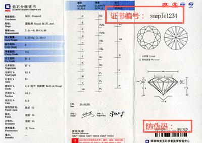 NGTC-珠宝玉石金饰判定证书-证书编号