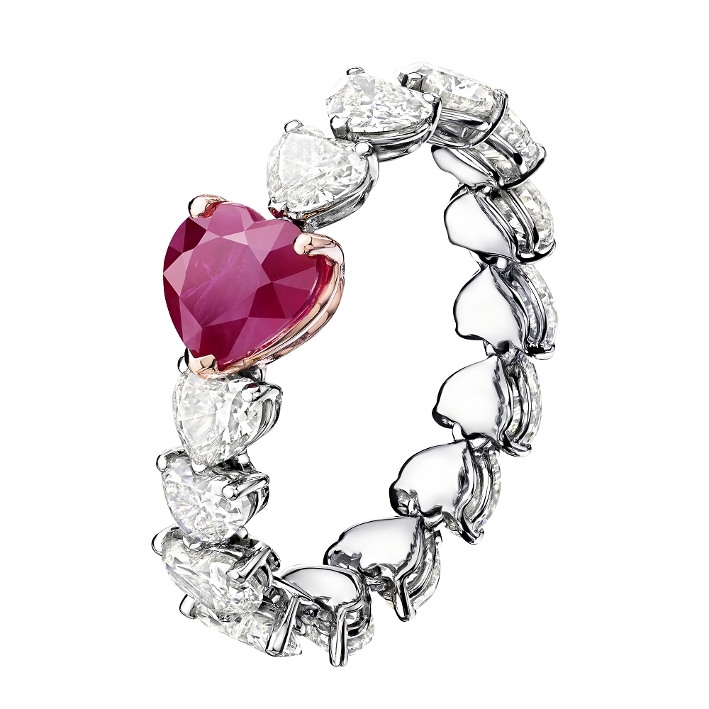 「Cuore」恋人节珠宝红宝石爱心戒指