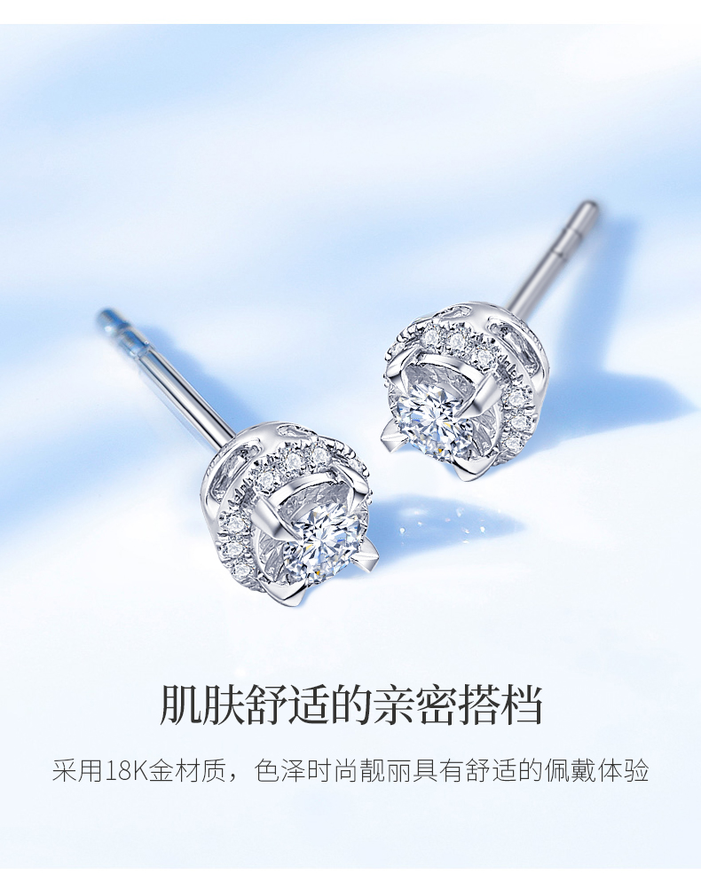 闪烁之光/18K金钻石耳钉/共约28分